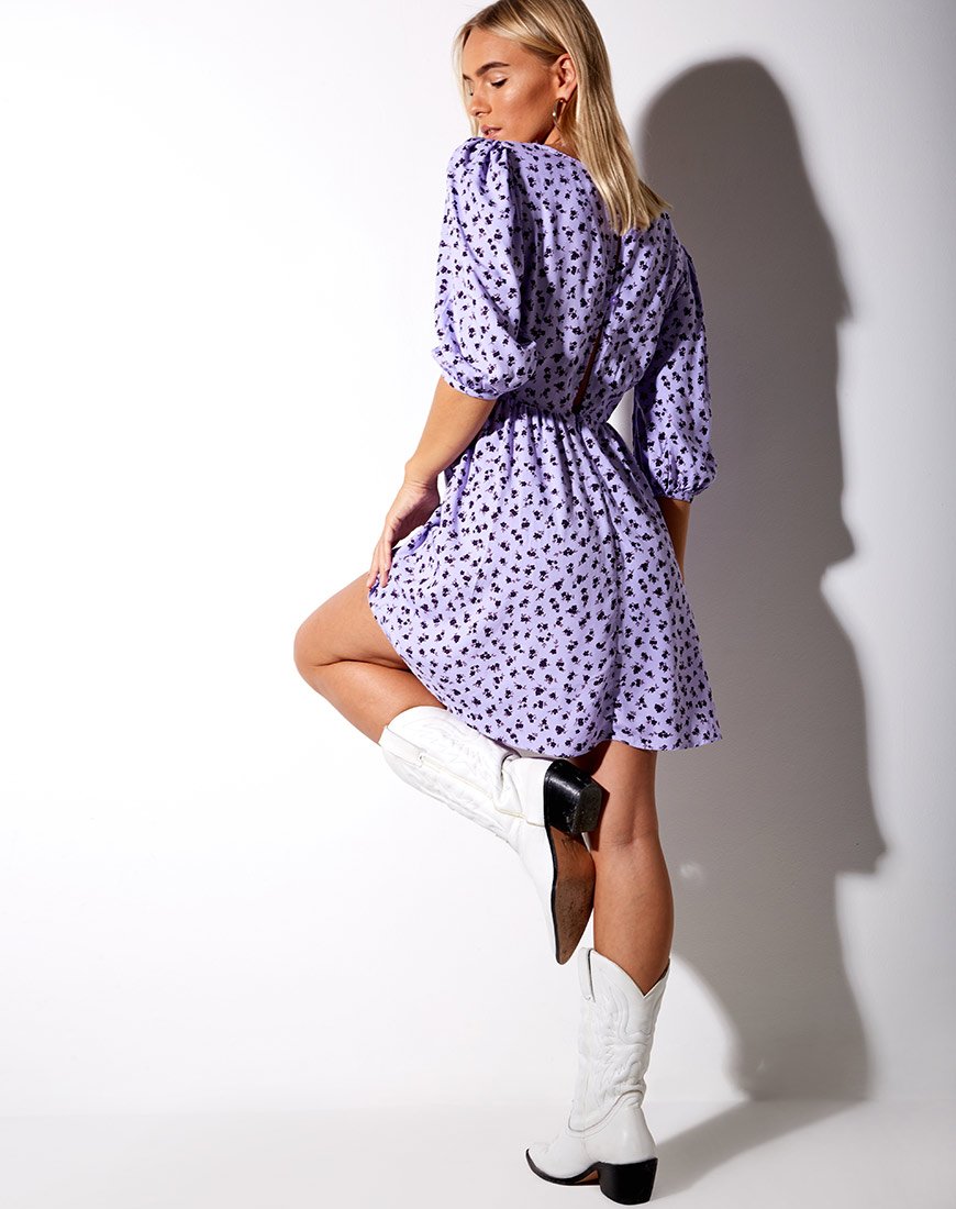 Afbeelding van Kezie Babydoll Jurk in Dainty Daisy Lila