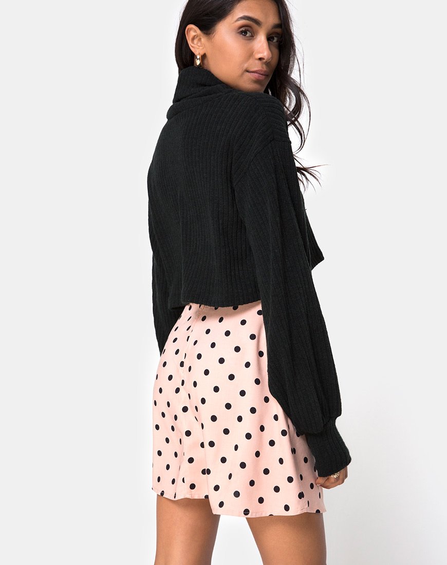 Khabel A-lijn rok in New Polka Nude Zwart