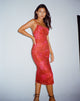 Afbeelding van Kilia Midi Dress in Aquarel Bloemig Rood