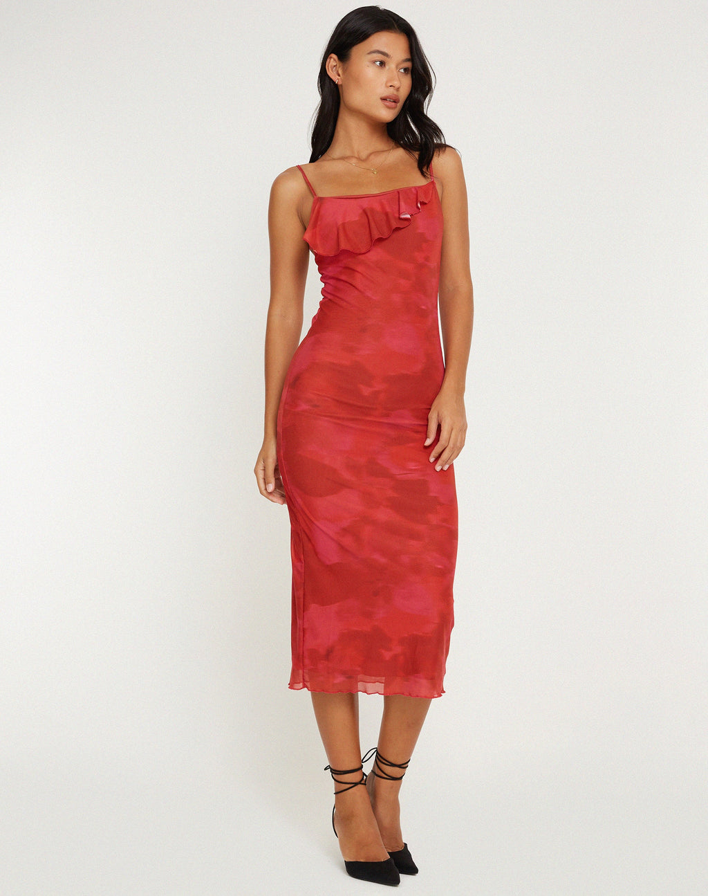 Kilia Midi Dress in aquarelbloemig rood