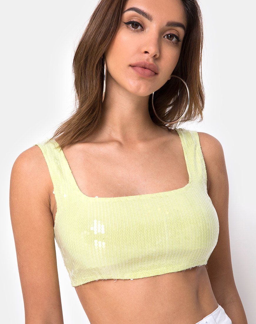 Kim Crop Top in Pistachio met helder lovertje