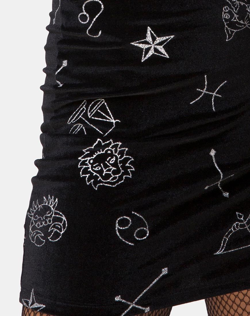 Afbeelding van Kimmy minirok in zwart medium Astro glitter