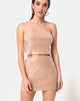Afbeelding van Champo Crop Top in Camel met Heldere Pailletten