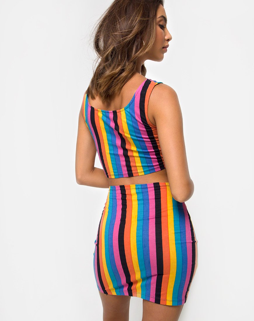 Kimmy Bodycon Rok in Nieuwe Verticale Gemengde Streep