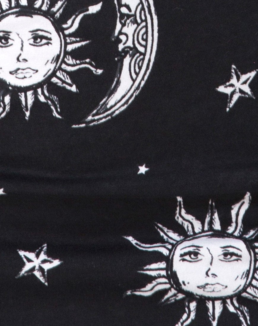 Afbeelding van Kimmy Bodycon Rok in Zon Maan Sterren BW