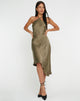 Afbeelding van Kimora Midi Dress in Satijn Donker Olijf