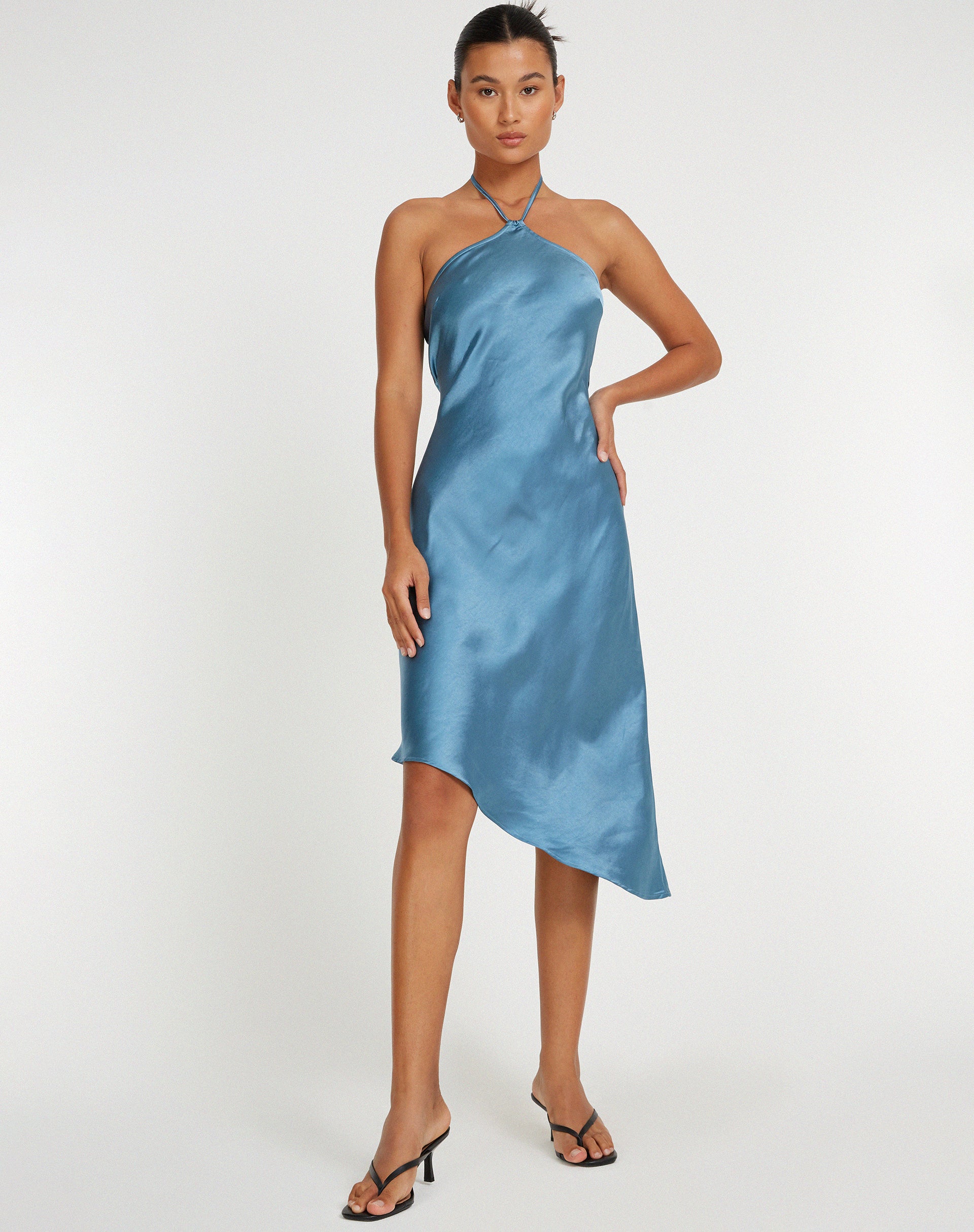 Afbeelding van Kimora Midi Dress in Satin Slate