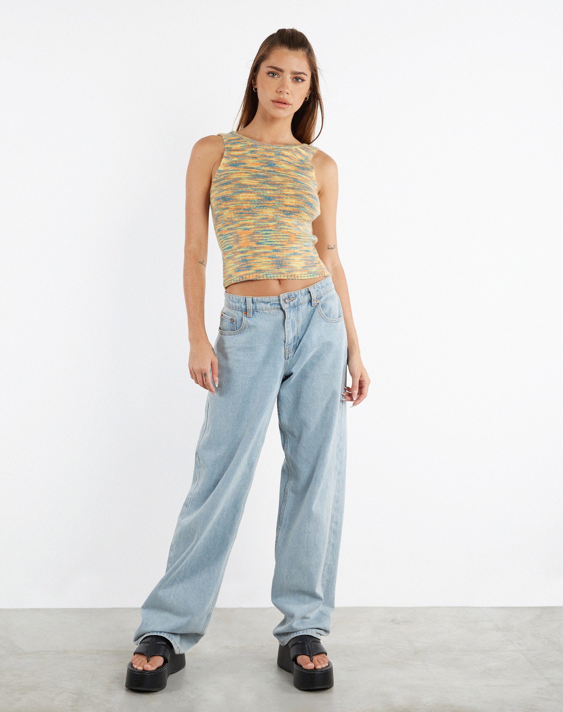 Afbeelding van MOTEL X JACQUIE Kinda Crop Top in Mix Space Dye Multi Colour