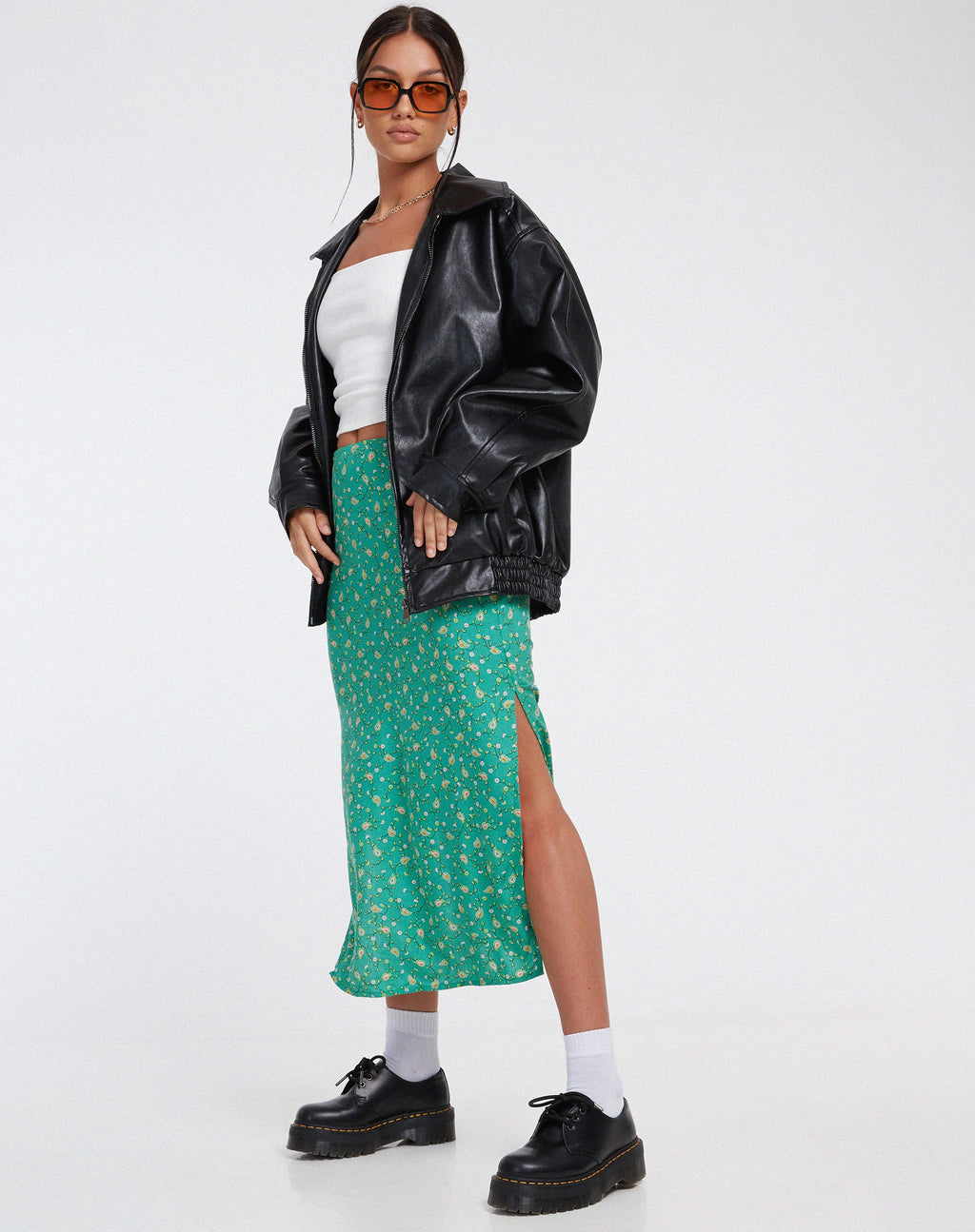 Kindra Midi rok in Paisley Fun Green