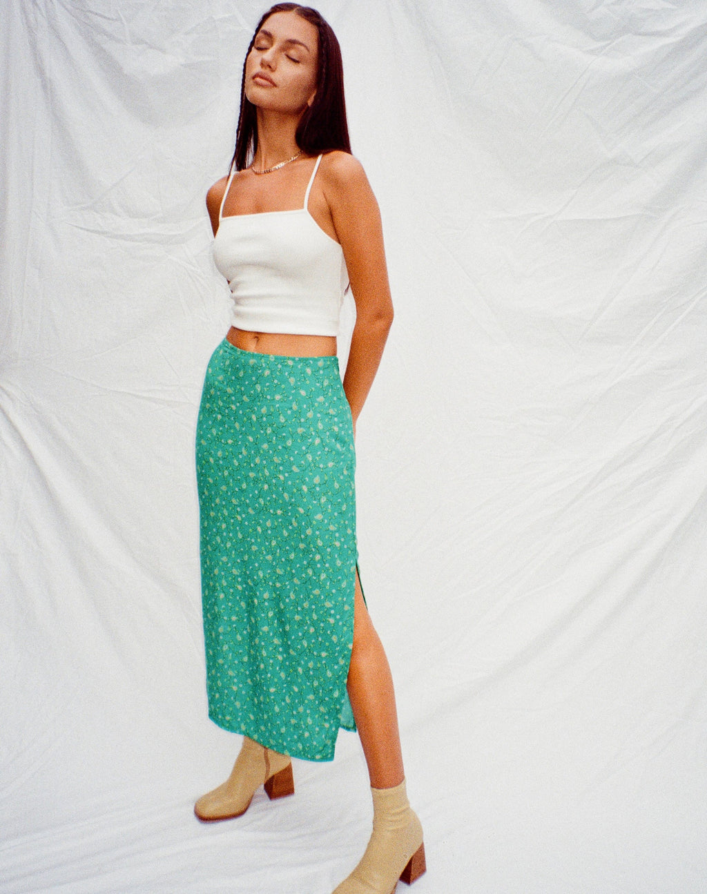 Kindra Midi rok in Paisley Fun Green