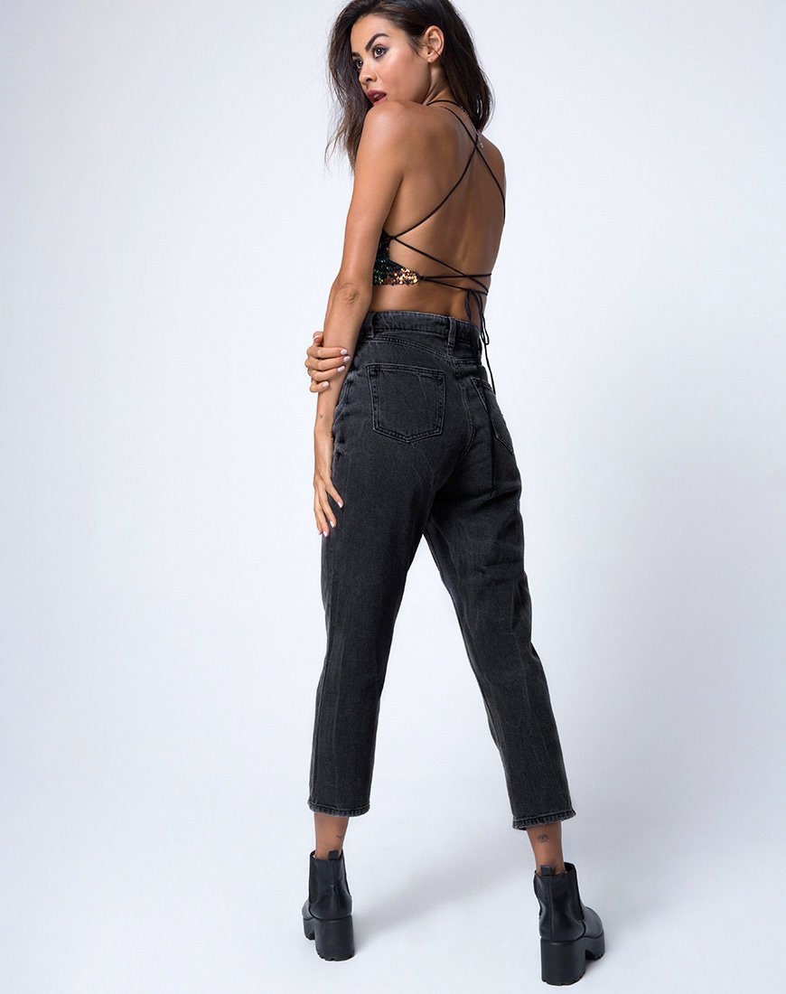 Afbeelding van Kingsley Crop Top in Viscale Pailletten Roze Olie