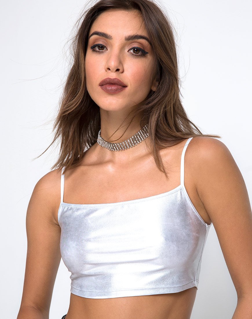 Kini Crop Top in Spandex Zilver