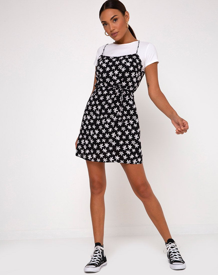Afbeelding van Kinley Slip Dress in 90s Daisy Zwart-Wit