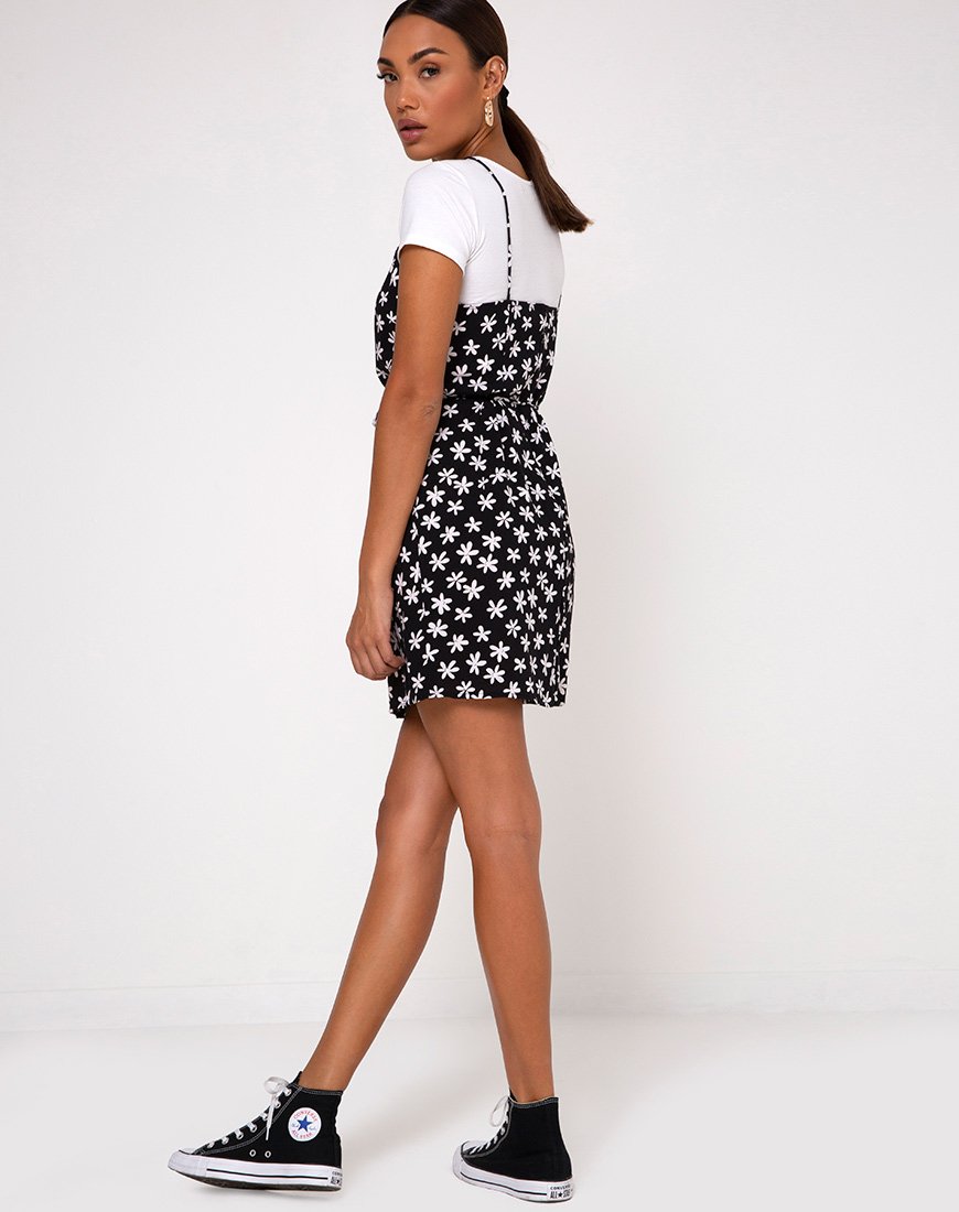 Afbeelding van Kinley Slip Dress in 90s Daisy Zwart-Wit