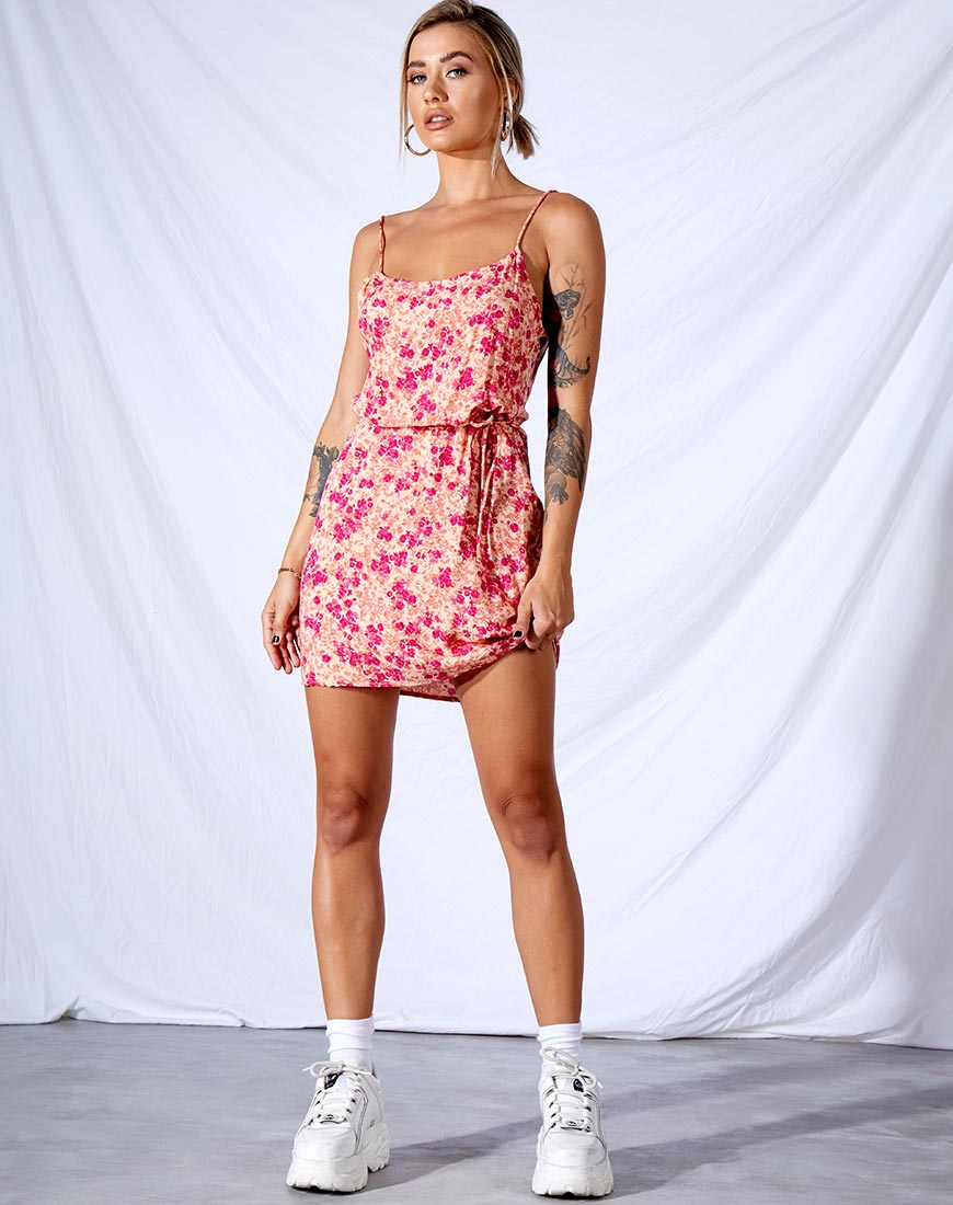 Afbeelding van Kinley Slip Dress in Dark Wild Flower Cantaloupe