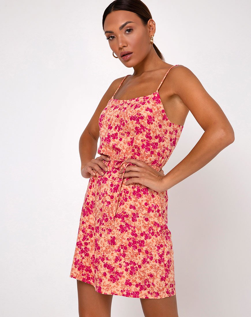 Afbeelding van Kinley Slip Dress in Dark Wild Flower Cantaloupe