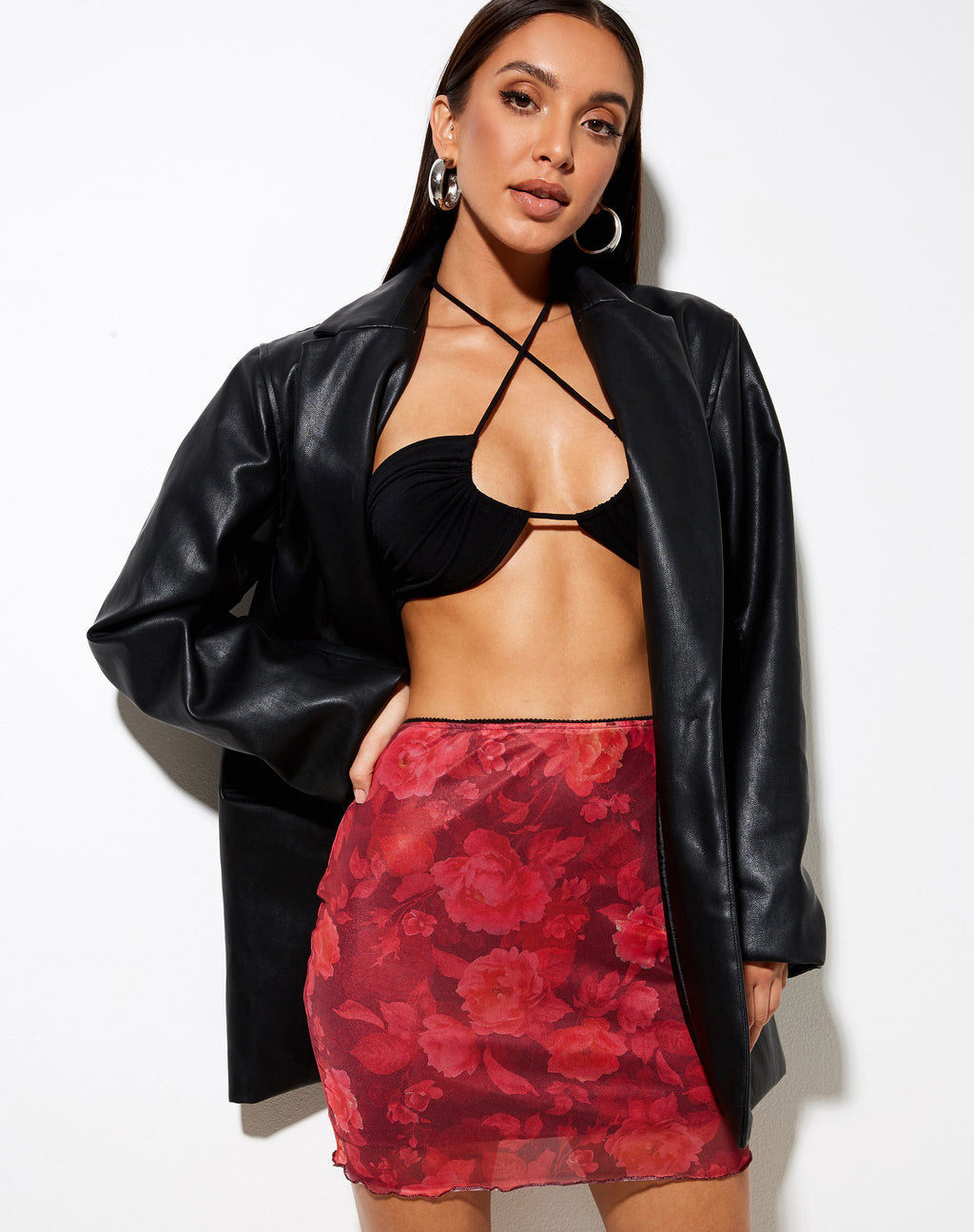 Kinnie Mini Rok in Ruw Rose Bourgondië