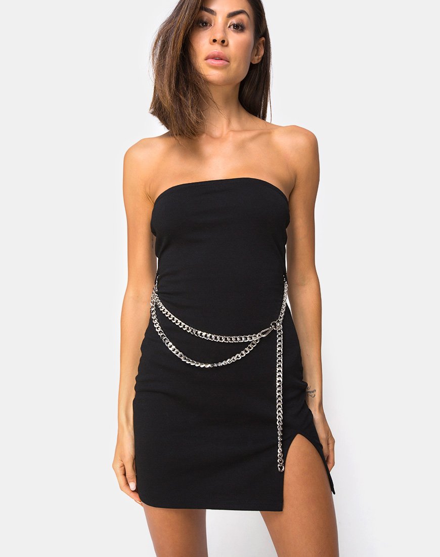 Koenig Mini Jurkje in Zwart met Zilveren Ketting