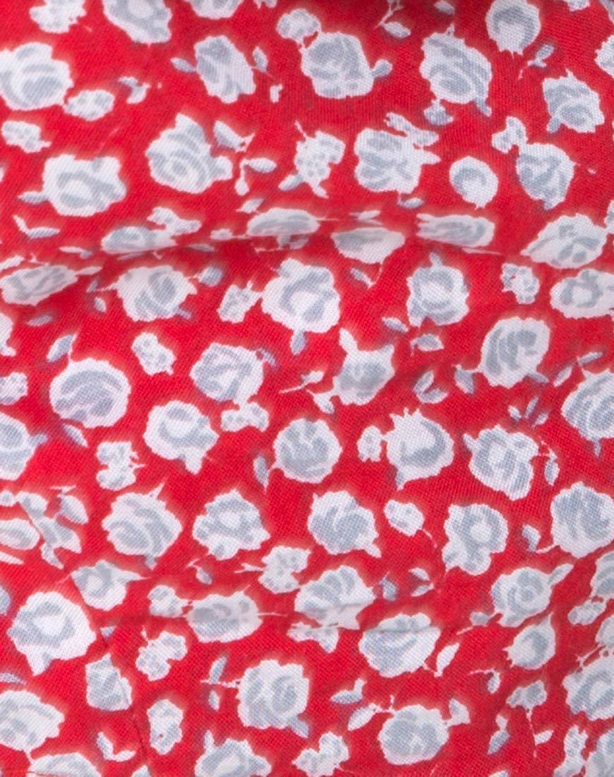 Afbeelding van Koniva Crop Top in Ditsy Rose Rood en Zilver