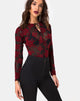 Afbeelding van Korina Bodice in Romantic Red Rose Flock
