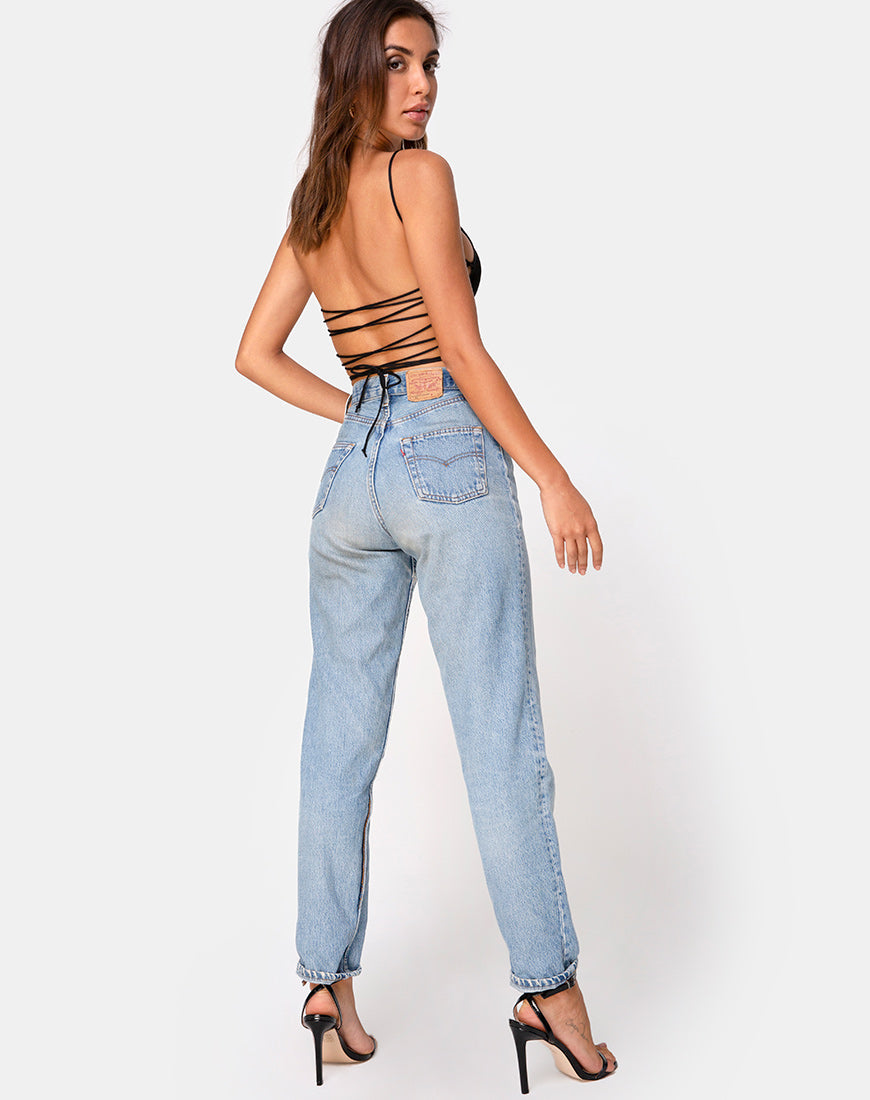 Afbeelding van Ozka Crop Top in Satijn Zwart
