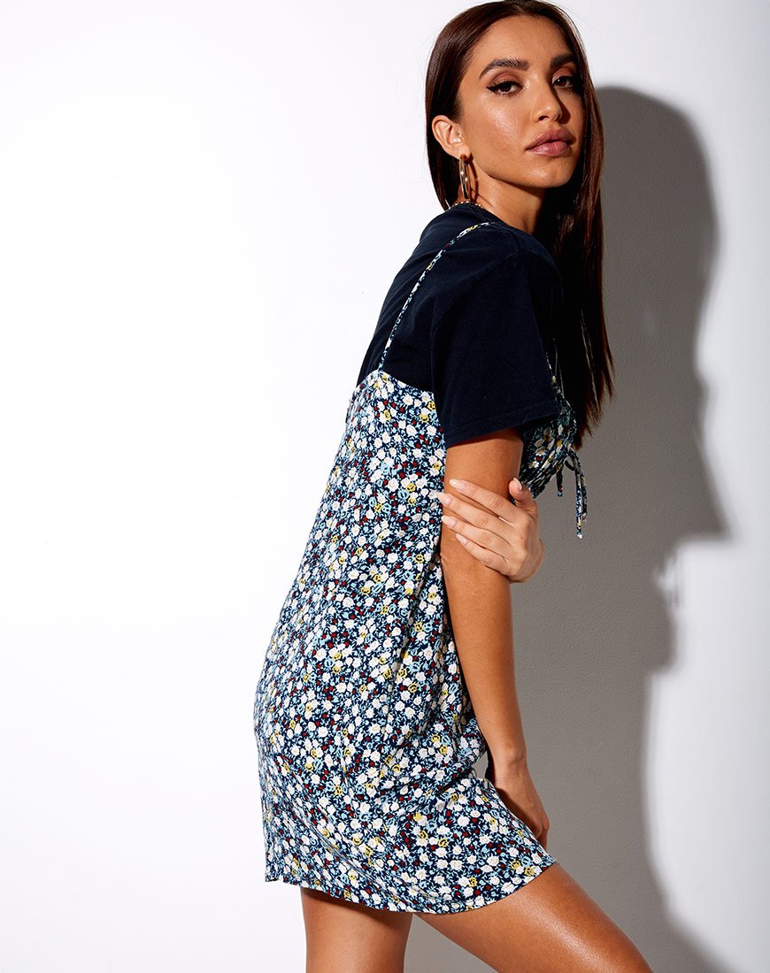 Afbeelding van Mala Slip Dress in Floral Field Navy