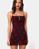 Afbeelding van Kumin Bodycon Dress in Romantic Red Rose Flock