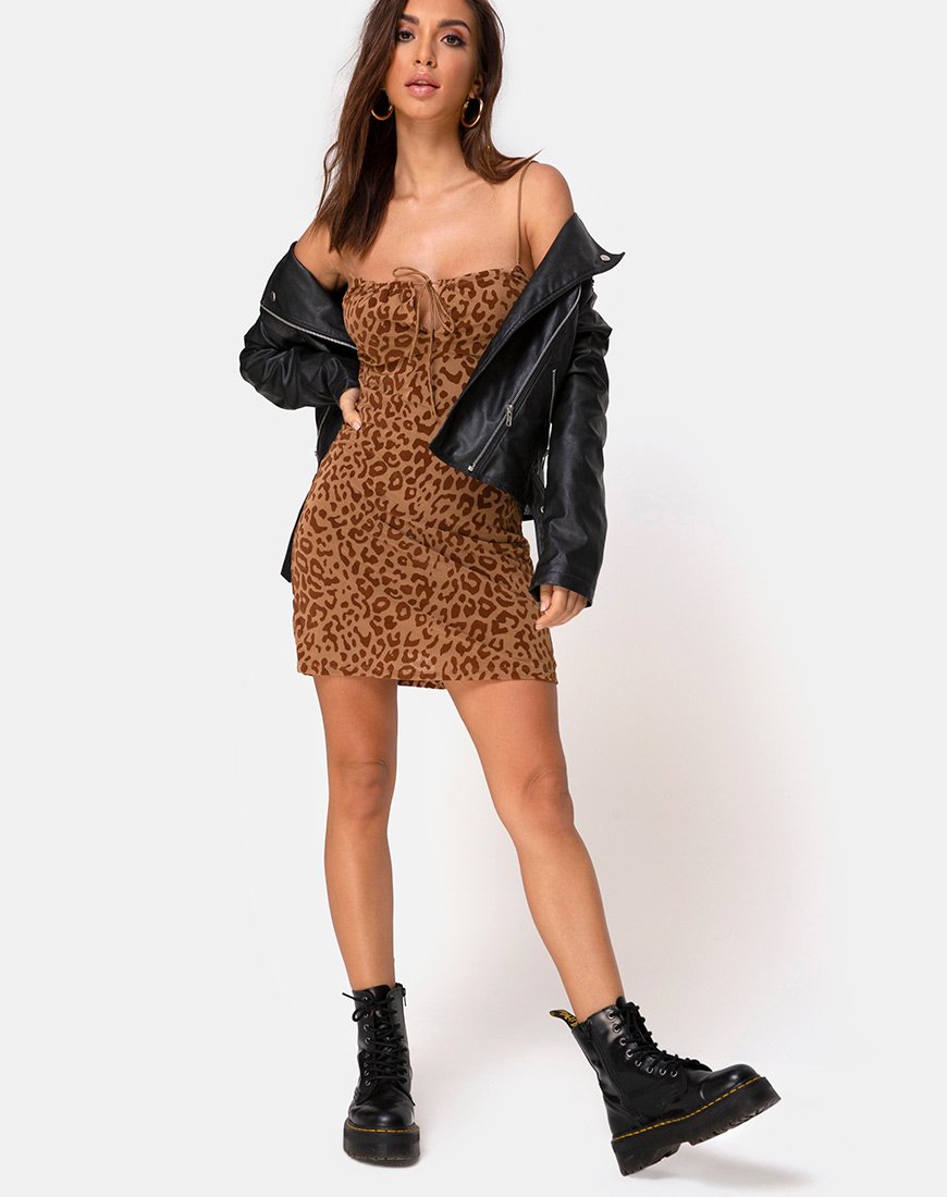 Afbeelding van Kumin Jurk in Animal Flock Tan Bruin