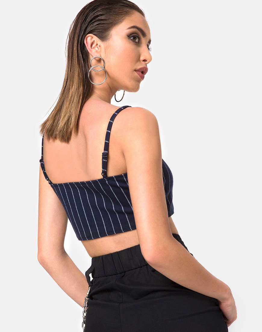 Kyga Crop Top In Marine Krijtstreep