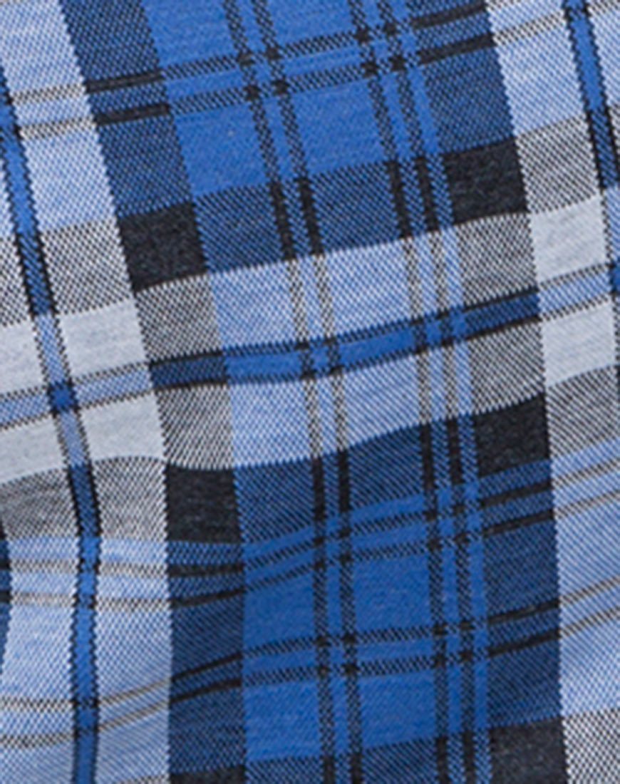 Afbeelding van Kylie Gewatteerde Top in Plaid Stretch Blauw
