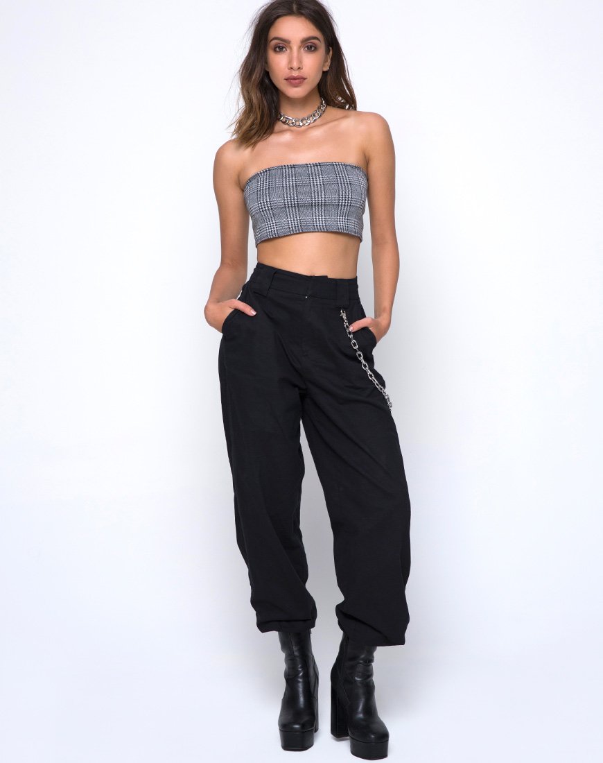 Afbeelding van Kylie Crop Top in Charles Check Grijs