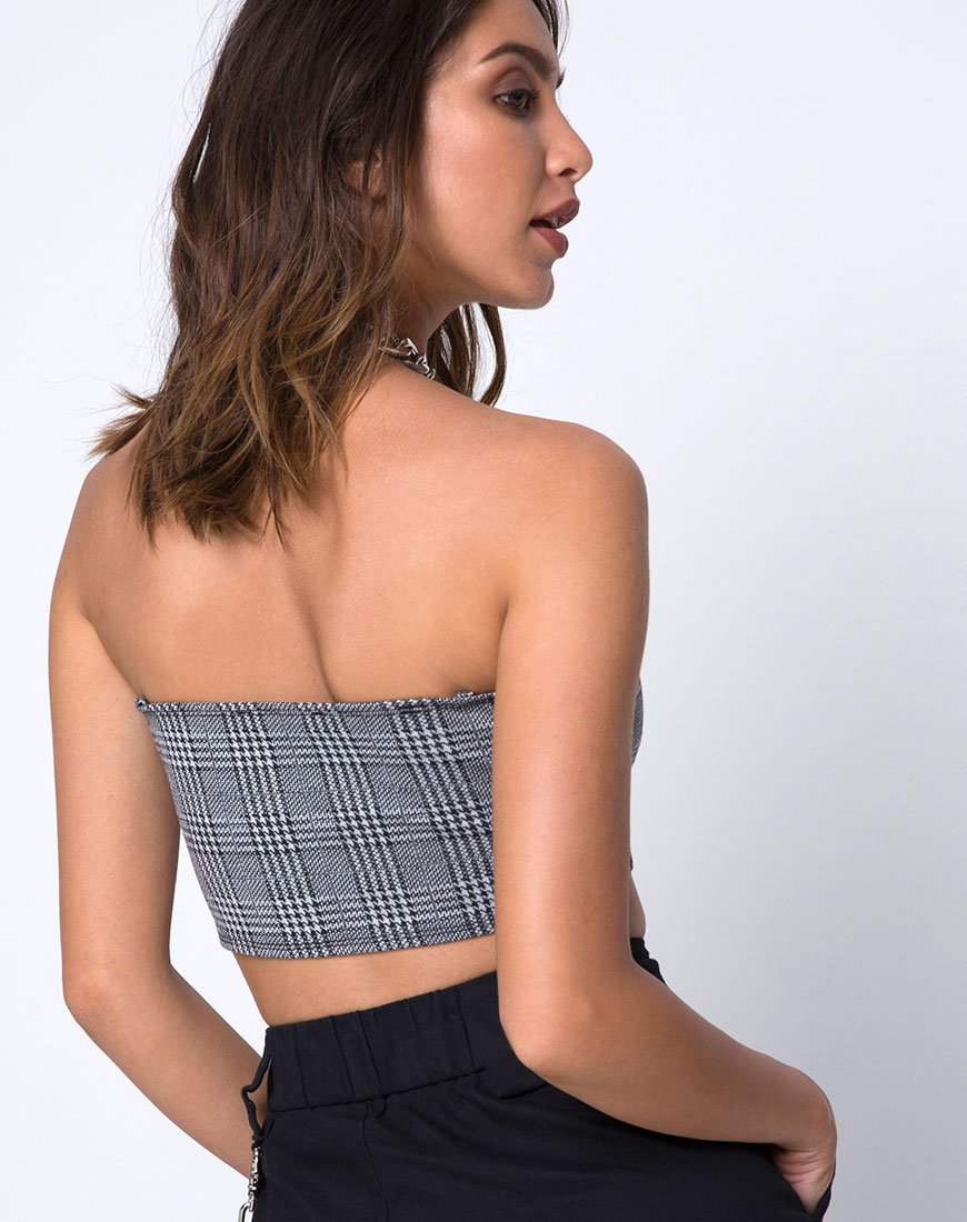 Afbeelding van Kylie Crop Top in Charles Check Grijs