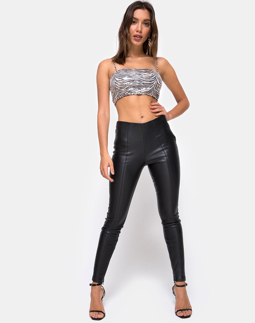 Afbeelding van Kylie Crop Top in Tijger met Heldere Pailletten