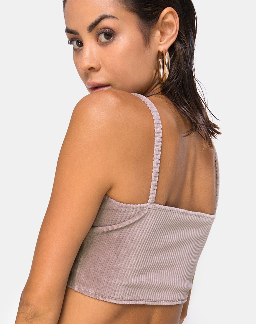 Kylie Gewatteerde Top in Taupe Rib
