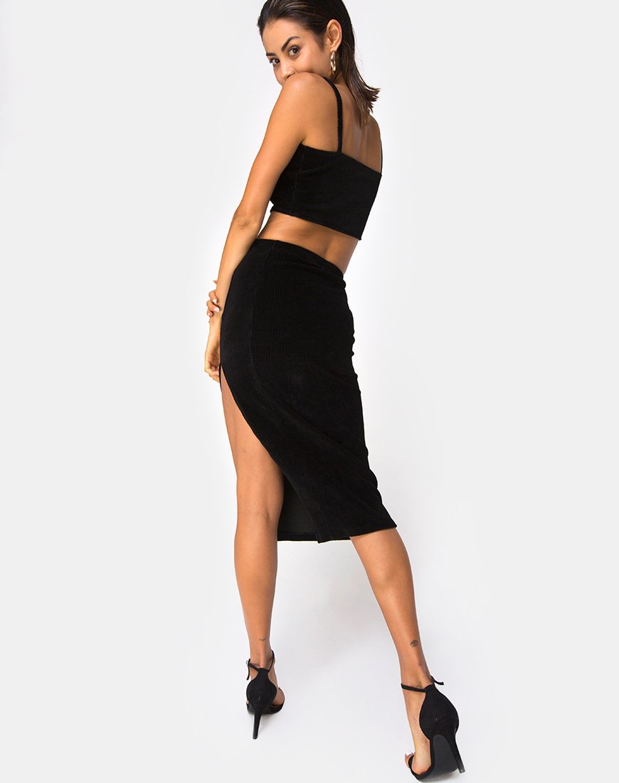 Afbeelding van Kylie Top in Fluwelen Rib Zwart