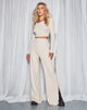 Afbeelding van Zijsplit Obeli broek in Rib Oatmeal