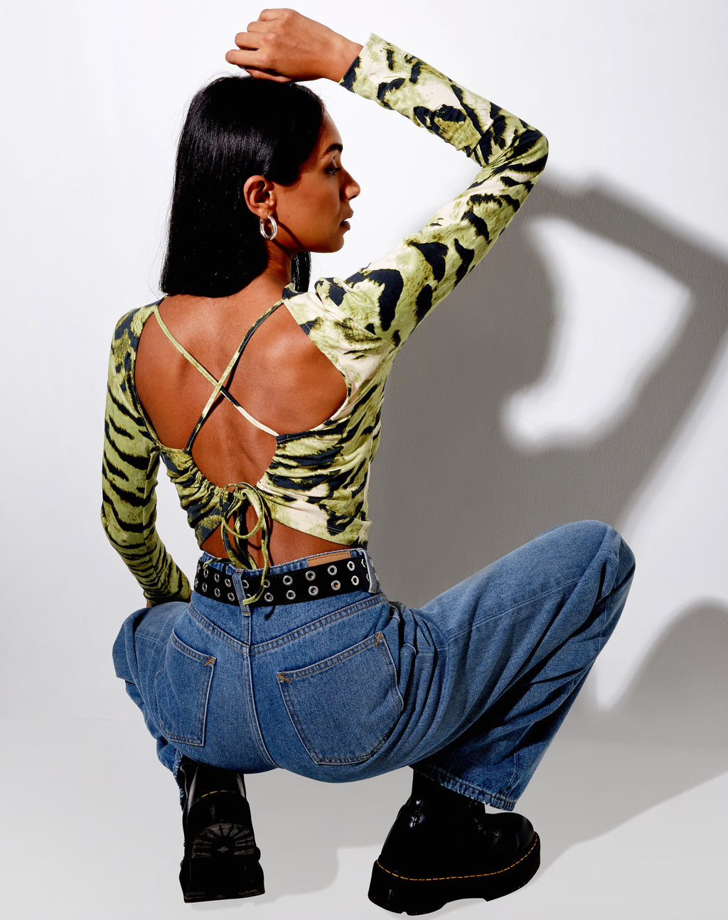 Lali Crop Top in tijger vol kaki