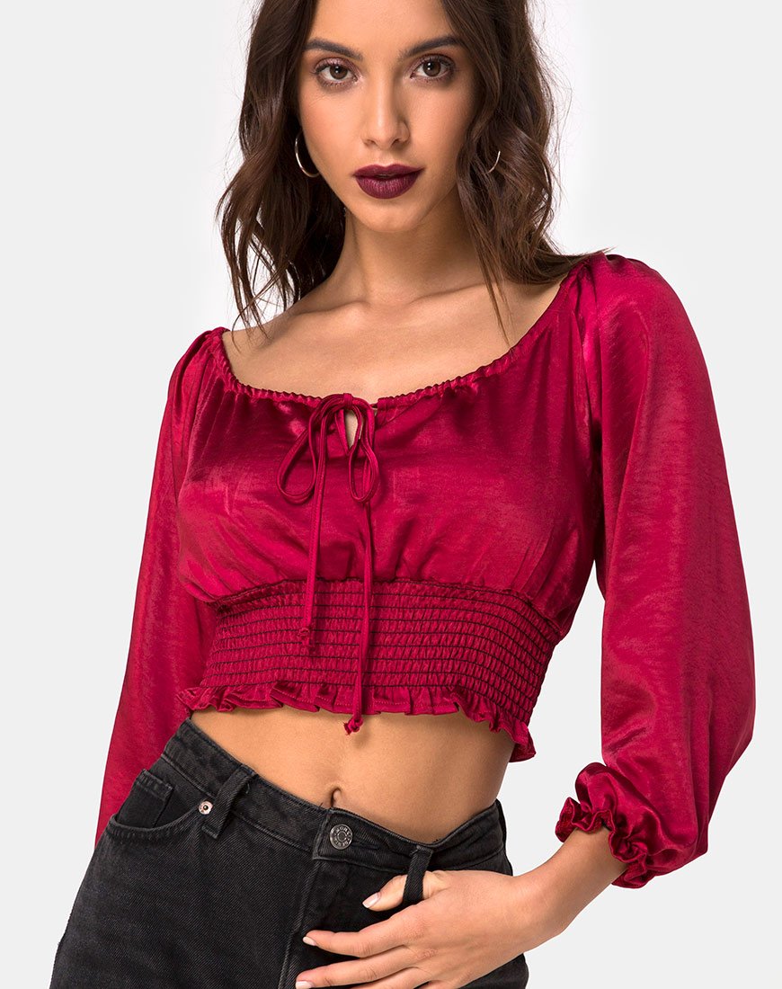 Lancer Top in satijn kersen