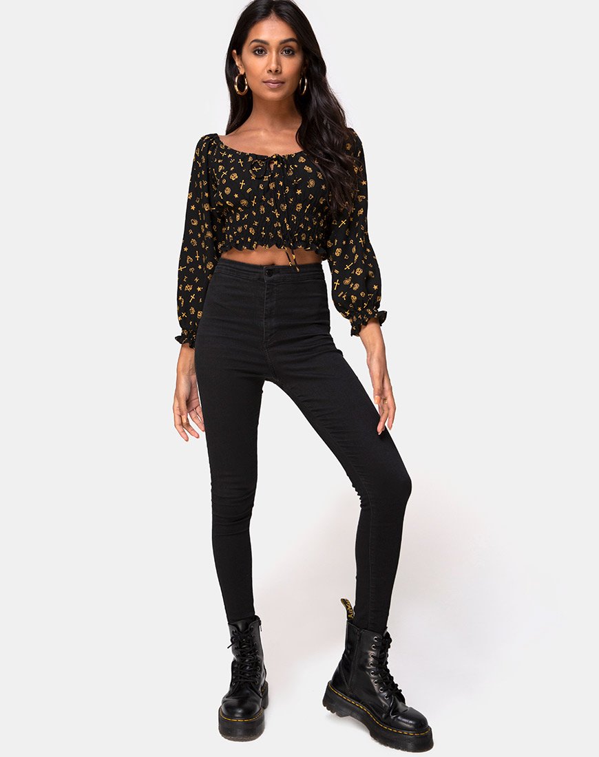 Afbeelding van Lancer Crop Top in Mini Astro Zwart