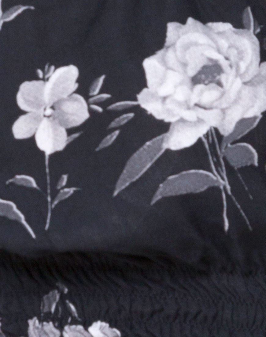Afbeelding van Lancer Crop Top in Mono Flower Zwart