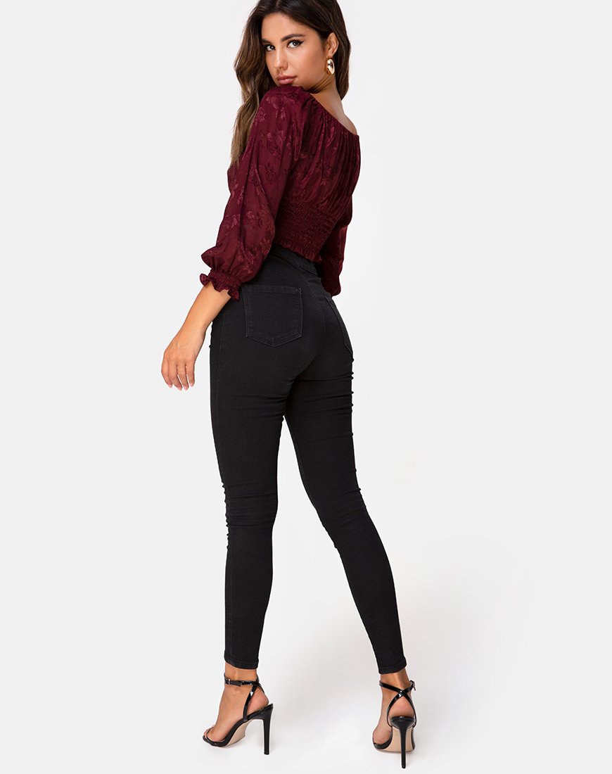 Afbeelding van Lancer Crop Top in Satijn Rose Bourgondië