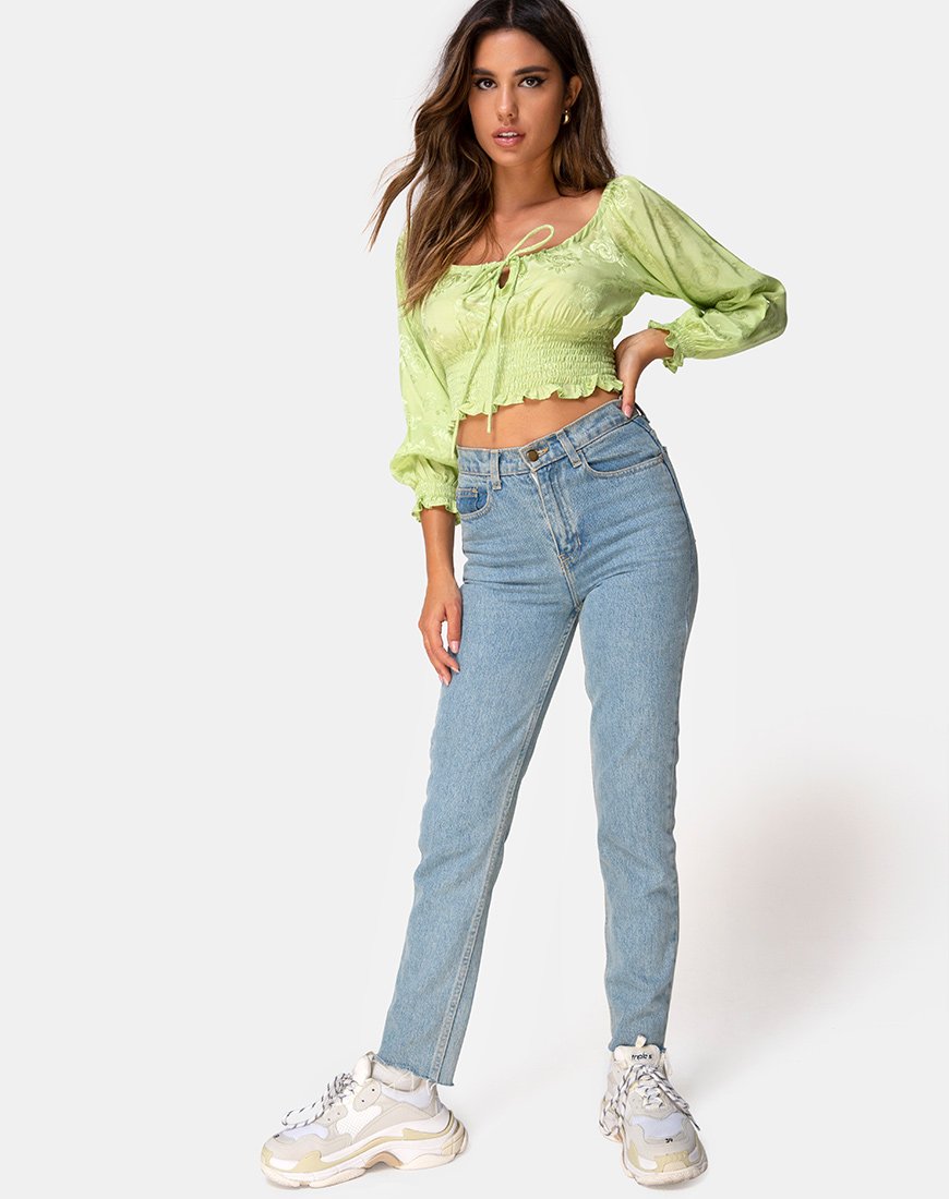 Afbeelding van Lancer Crop Top in Satin Rose Lime