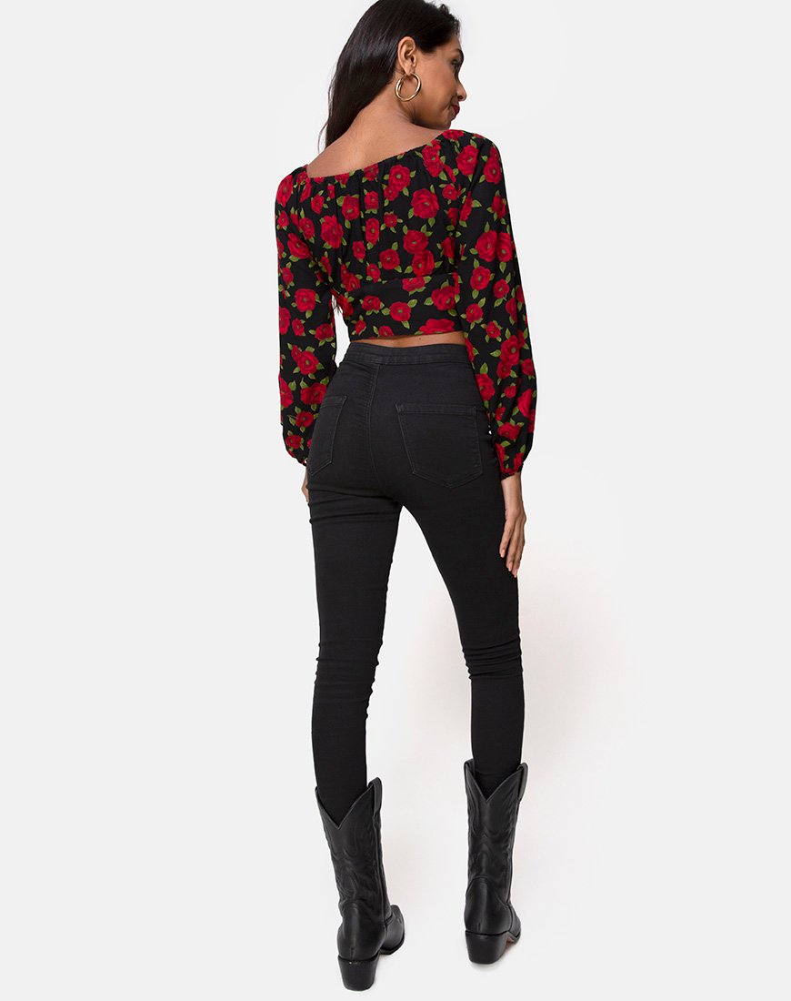 Afbeelding van Lancery Top in Roaming Rose Zwart
