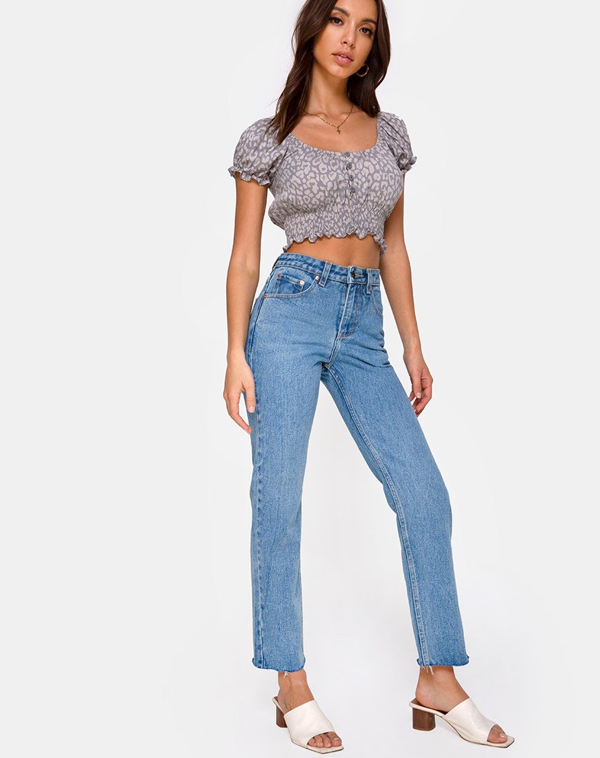 Afbeelding van Lanfy Top in Leopard Daze Grijs