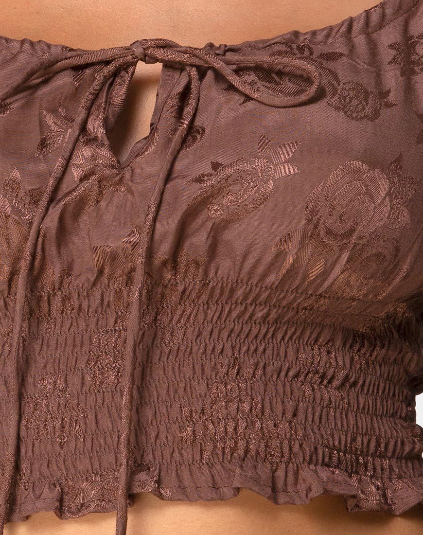 Afbeelding van Lancer Crop Top in Satijn Roos Chocolade