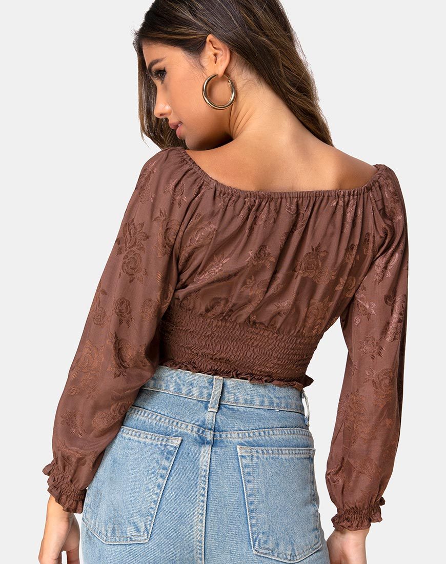 Afbeelding van Lancer Crop Top in Satijn Roos Chocolade