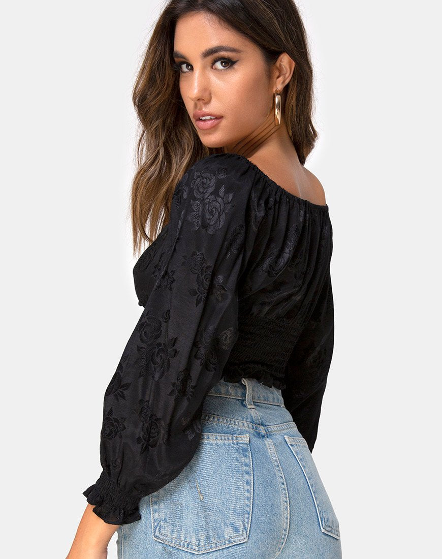 Afbeelding van Lancer Crop Top in Satin Rose Zwart
