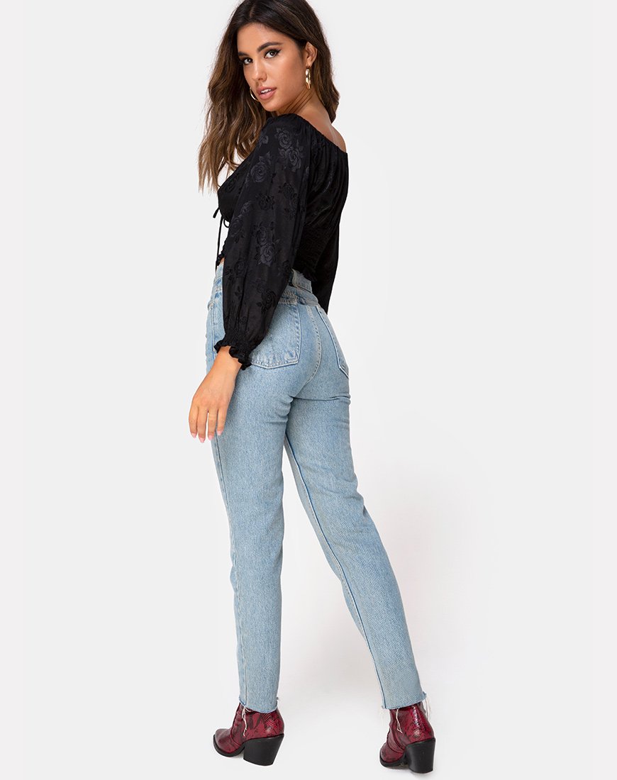 Afbeelding van Lancer Crop Top in Satin Rose Zwart