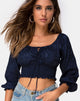 Afbeelding van Lancer Crop Top in Satin Rose Navy
