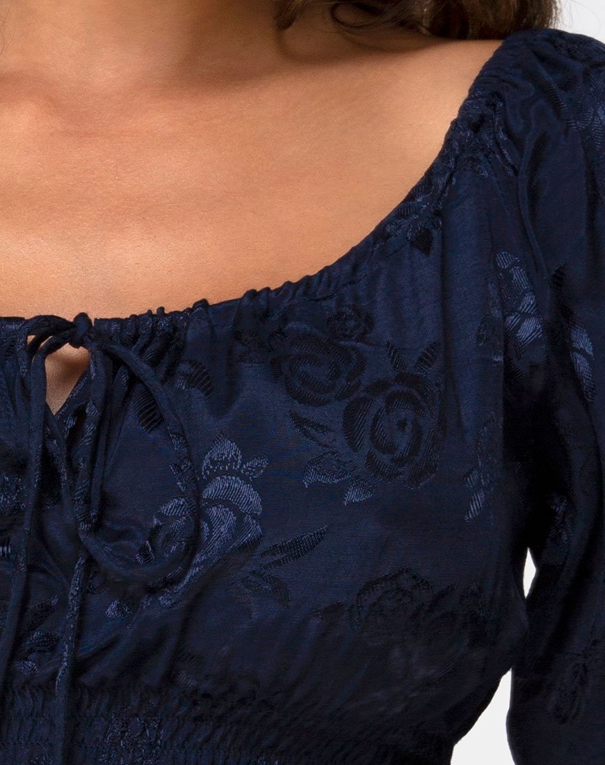Afbeelding van Lancer Crop Top in Satin Rose Navy